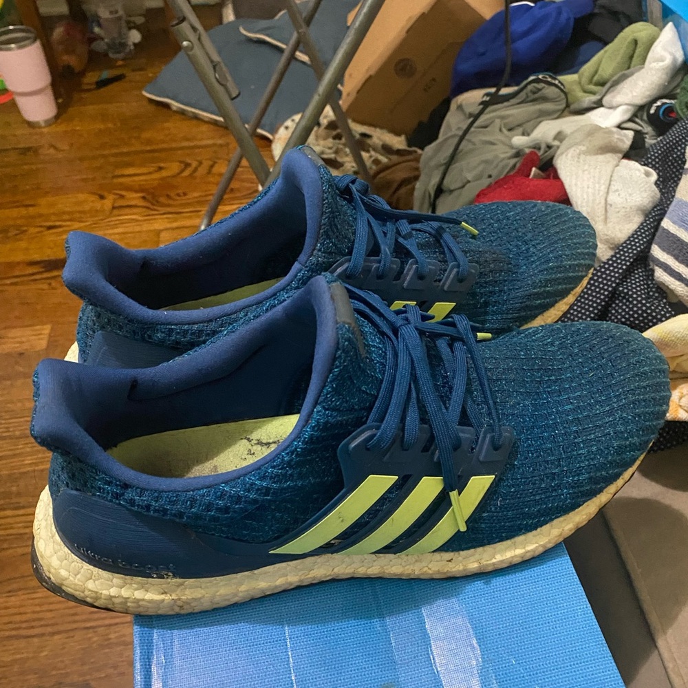 Adidas Navy and Lime Running Shoes